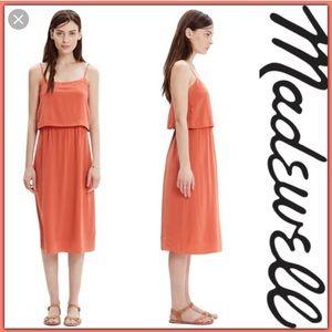 Madewell Orange Silk Midi Dress
